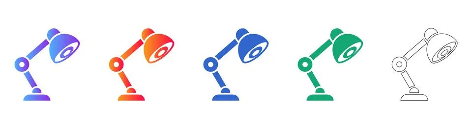 Adjustable Desk Lamp Vector Icon Set Stock Illustration