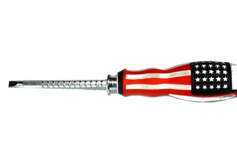 An adjustable double-sided screwdriver patterned with the American flag, a .. Stock Photos