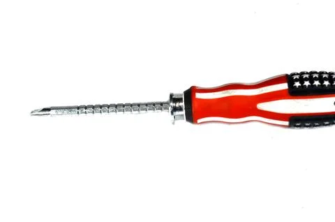 An adjustable double-sided screwdriver patterned with the American flag, a .. Stock Photos