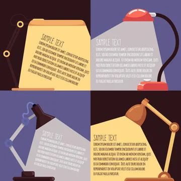 Adjustable electric work desk lamps illuminating the text a vector illustrations Stock Illustration
