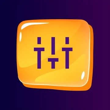 Adjustable filters glossy ui button with pixelated color icon Stock Illustration