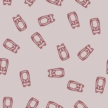 Adjustable hiking backpack line vector seamless pattern 库存插图