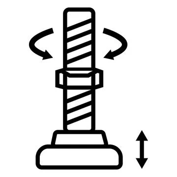Adjustable leveling feet icon. Threaded adjustable leveling foot sign. Stock Illustration