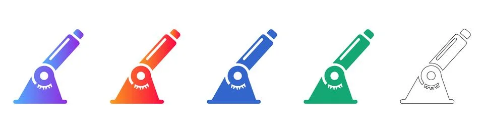 Adjustable Microscope Laboratory Icons Stock Illustration