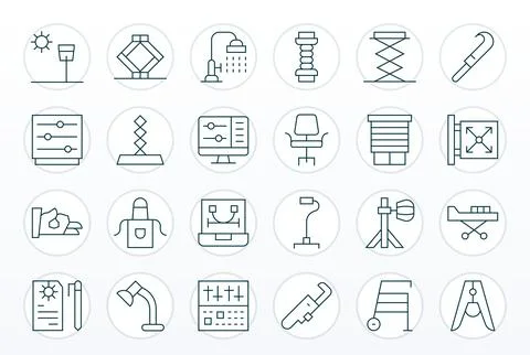 Adjustable Modern Vector Collection with 24 Thin Line Retina Ready Detail E.. イラスト素材