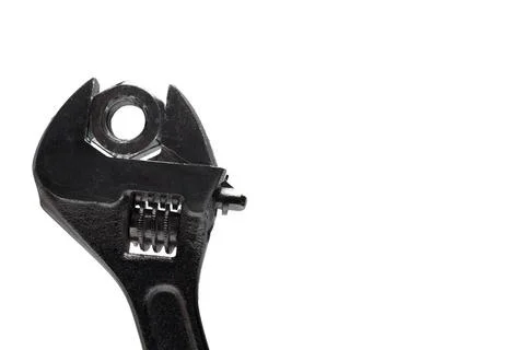 Adjustable open end wrench different size hexagonal Close up of adjustable... Stock Photos