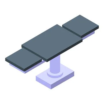 Adjustable operating table standing in empty operating room Stock Illustration