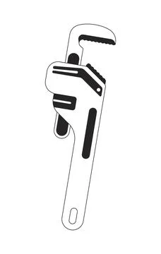 Adjustable pipe wrench 2D line object 스톡 일러스트
