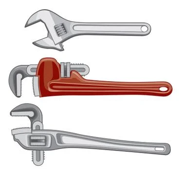 Adjustable Plumbing and Pipe Wrenches Stock Illustration