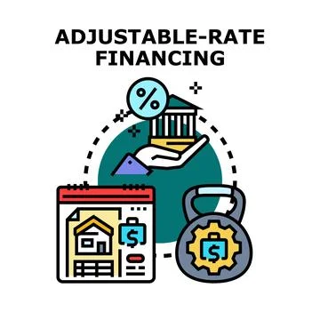 Adjustable rate financing concept, changing interest over time Ilustração Stock