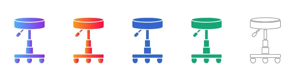 Adjustable Rolling Stool Icon Set for Healthcare Illustrazione stock