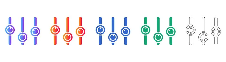 Adjustable Settings Slider Icons Set for User Interface Design Stock Illustration
