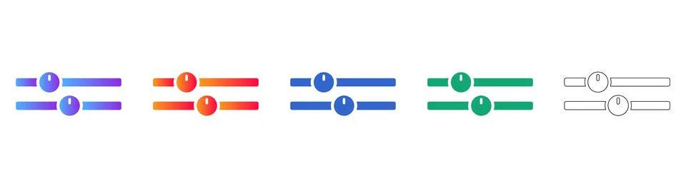 Adjustable Slider Control Icons for Settings and User Interface Elements Stock Illustration