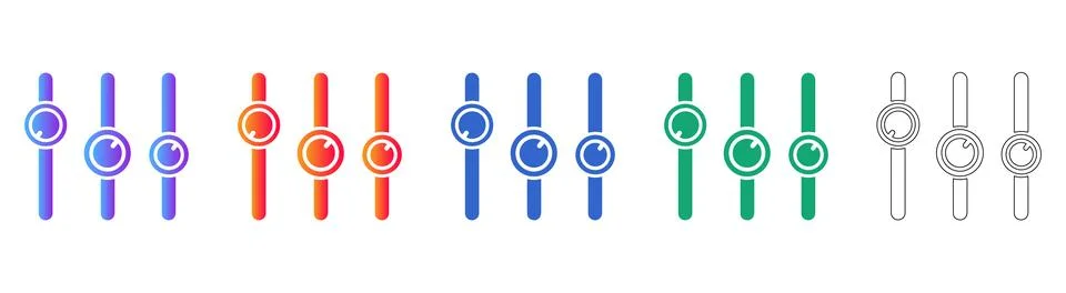 Adjustable Slider Settings Icon Set Stock Illustration