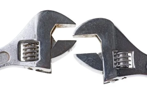 Adjustable spanner macro on white Stock Photos
