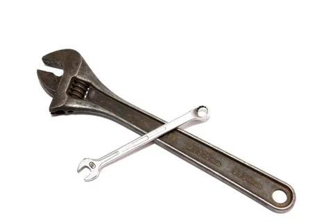 Adjustable Spanner On A White Background Stock Photos