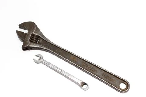 Adjustable Spanner On A White Background Stock Photos