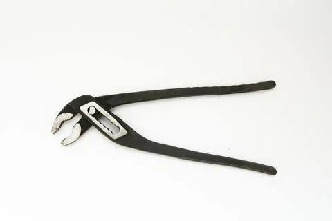 Adjustable spanner on a white background Foto stock