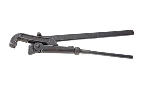 Adjustable spanner on white Foto stock