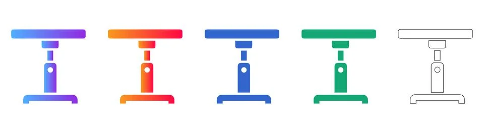 Adjustable Stool or Table Medical Icon Set Illustrazione stock