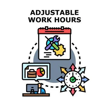 Adjustable work hours and flexible employment concept 스톡 일러스트