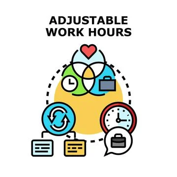 Adjustable work hours concept for flexible scheduling Stock Illustration