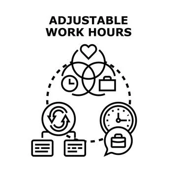 Adjustable work hours concept for flexible scheduling Stock Illustration