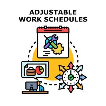 Adjustable work schedules managing time and flexibility concept Stock Illustration