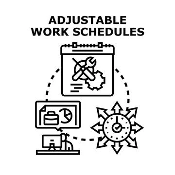Adjustable work schedules managing time and flexibility concept Stock Illustration