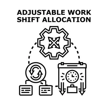 Adjustable work shift allocation business planning concept Stock Illustration
