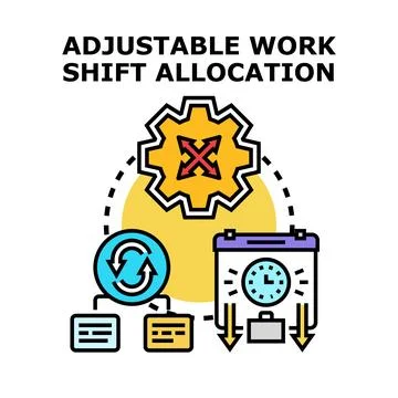 Adjustable work shift allocation business planning concept Stock Illustration