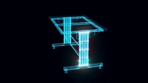 Adjustable working table hologram Rotating Stock Footage 154755466