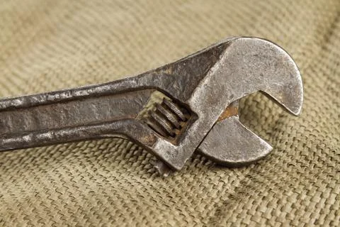 Adjustable wrench close up Stock Photos
