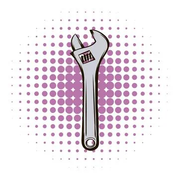 Adjustable wrench comics icon Stock Illustration