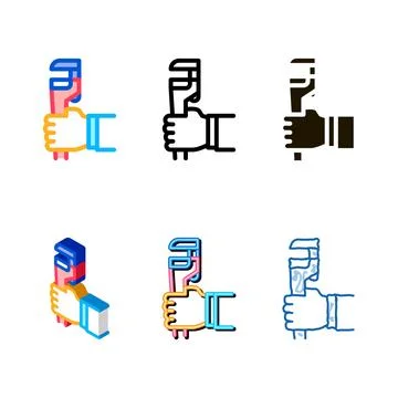 Adjustable wrench designs icon vector outline Illustrazione stock