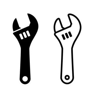 Adjustable wrench glyph icon, Monkey wrench vector Illustrazione stock