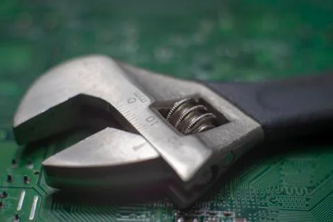Adjustable wrench for hexagonal fasteners Stock Photos