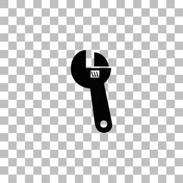 Adjustable wrench icon flat Stock Illustration