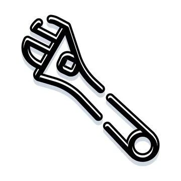 Adjustable wrench icon representing repair and maintenance tools Stock Illustration