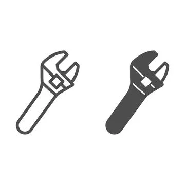 Adjustable wrench line and solid icon, construction tools concept, adjustable Stock Illustration