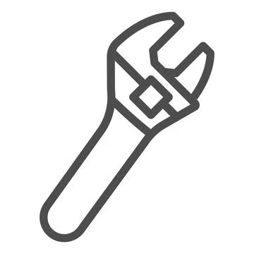 Adjustable wrench line icon, construction tools concept, adjustable spanner Illustrazione stock