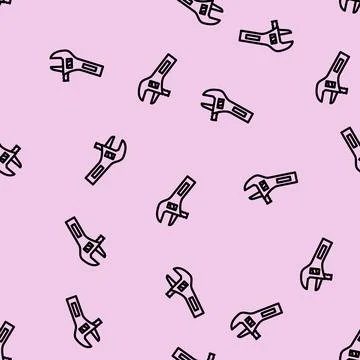 Adjustable wrench line vector seamless pattern Ilustración de archivo