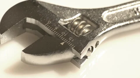 An adjustable wrench macro view Stock Footage 61441369