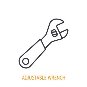 Adjustable wrench or spanner outline icon. Vector illustration. Stock Illustration