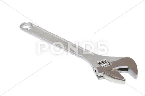 Adjustable wrench over white Stock Photos