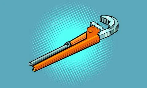 An adjustable wrench is a plumbing tool, an object on an isolated background Stock Illustration