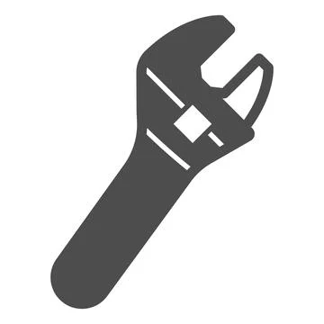 Adjustable wrench solid icon, construction tools concept, adjustable spanner Illustrazione stock