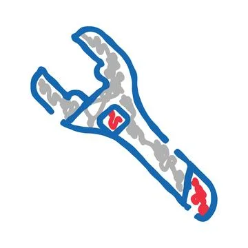 Adjustable wrench tool doodle icon concept Stock Illustration