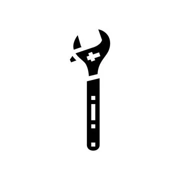 Adjustable wrench tool glyph icon vector illustration Stock Illustration