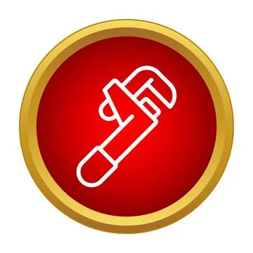 Adjustable wrench tool icon on a red button Illustrazione stock